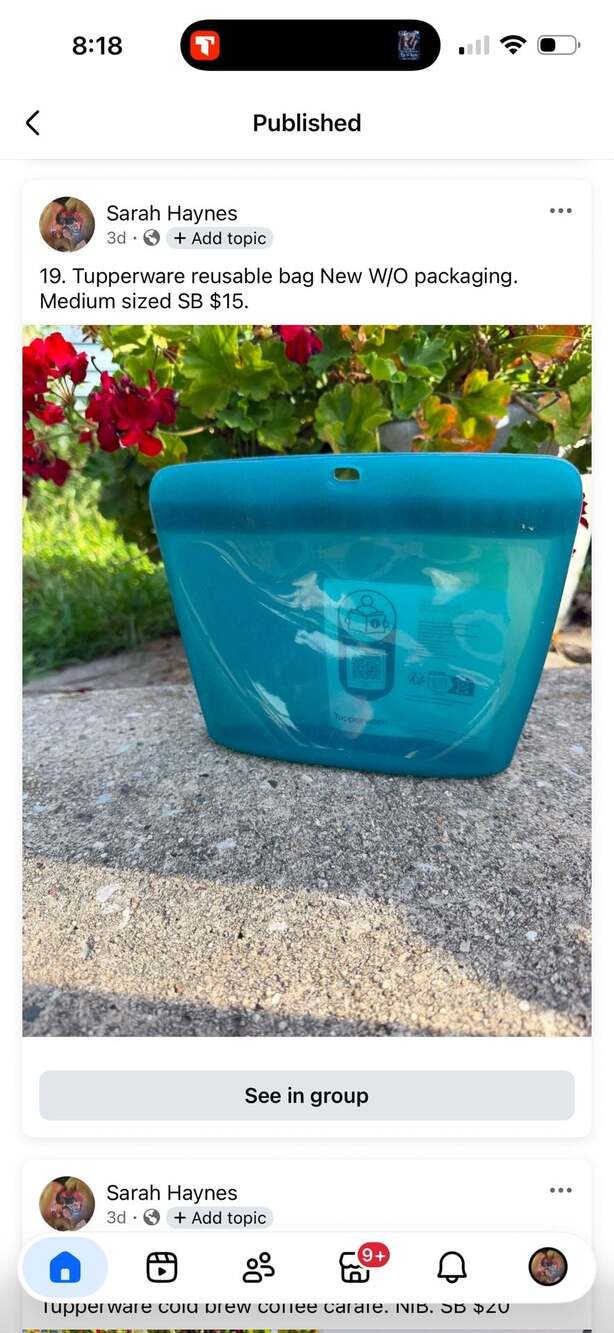 Tupperware reusable bag Medium sized
